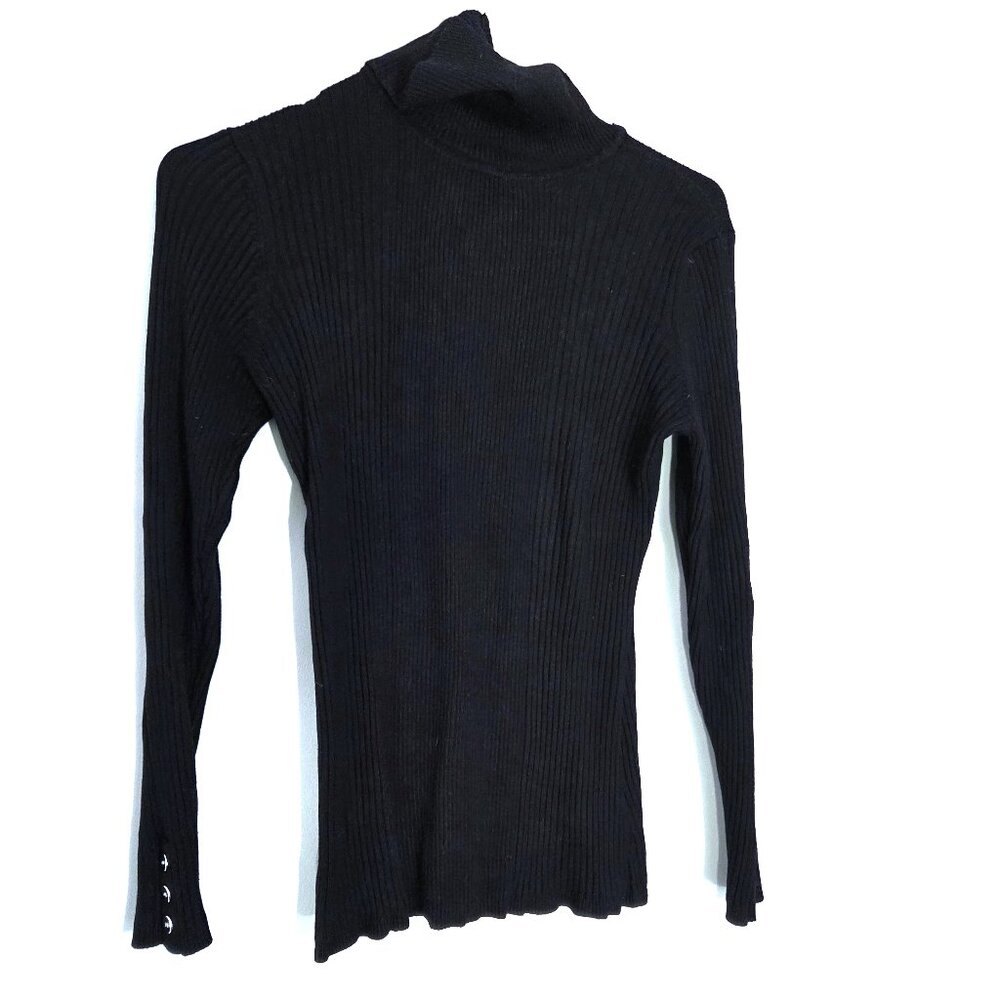Style & Co. Black Ribbed Knit Turtleneck Size MP